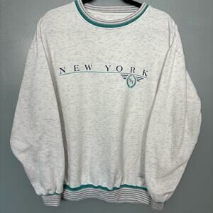 Vintage White and Teal Sweatshirt